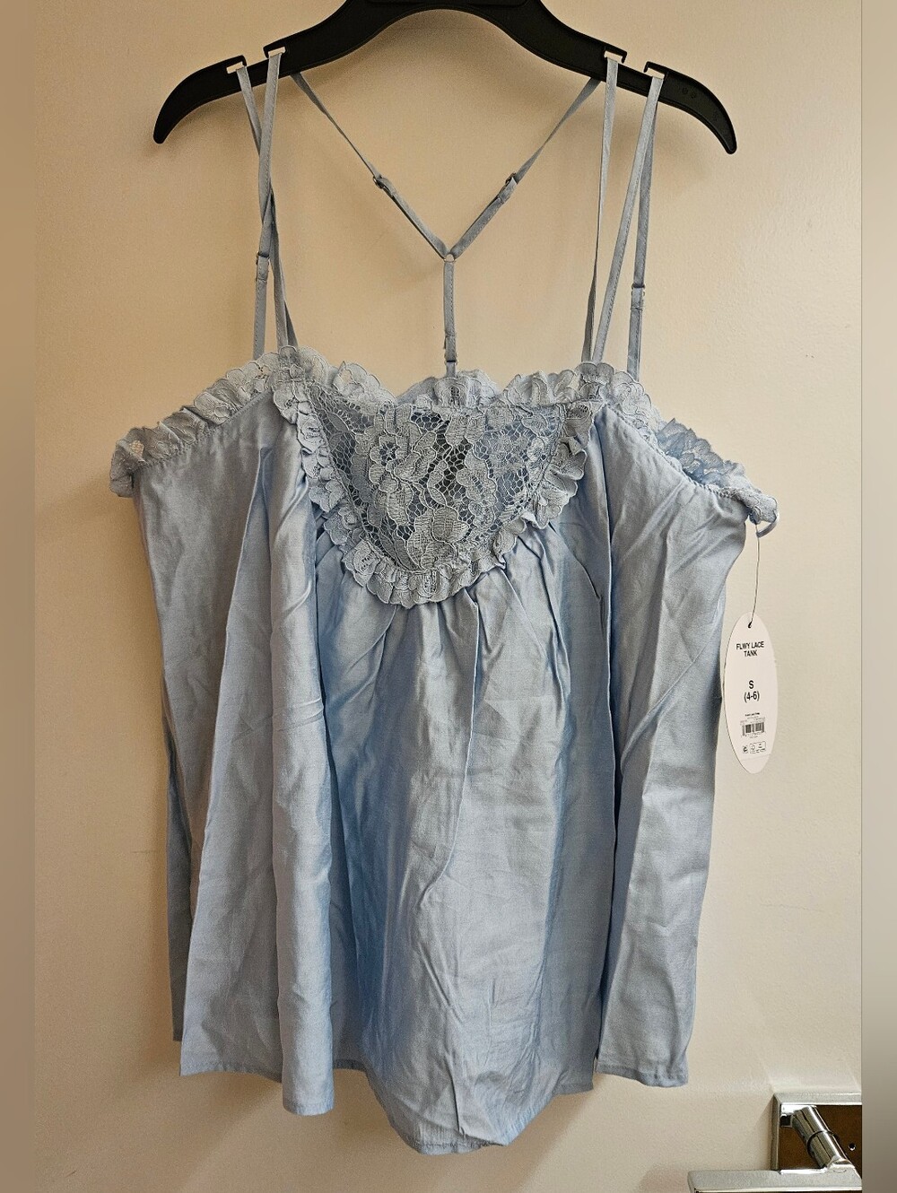 Scoop Women's Flowy Lace Tank Top, Size S, Blue